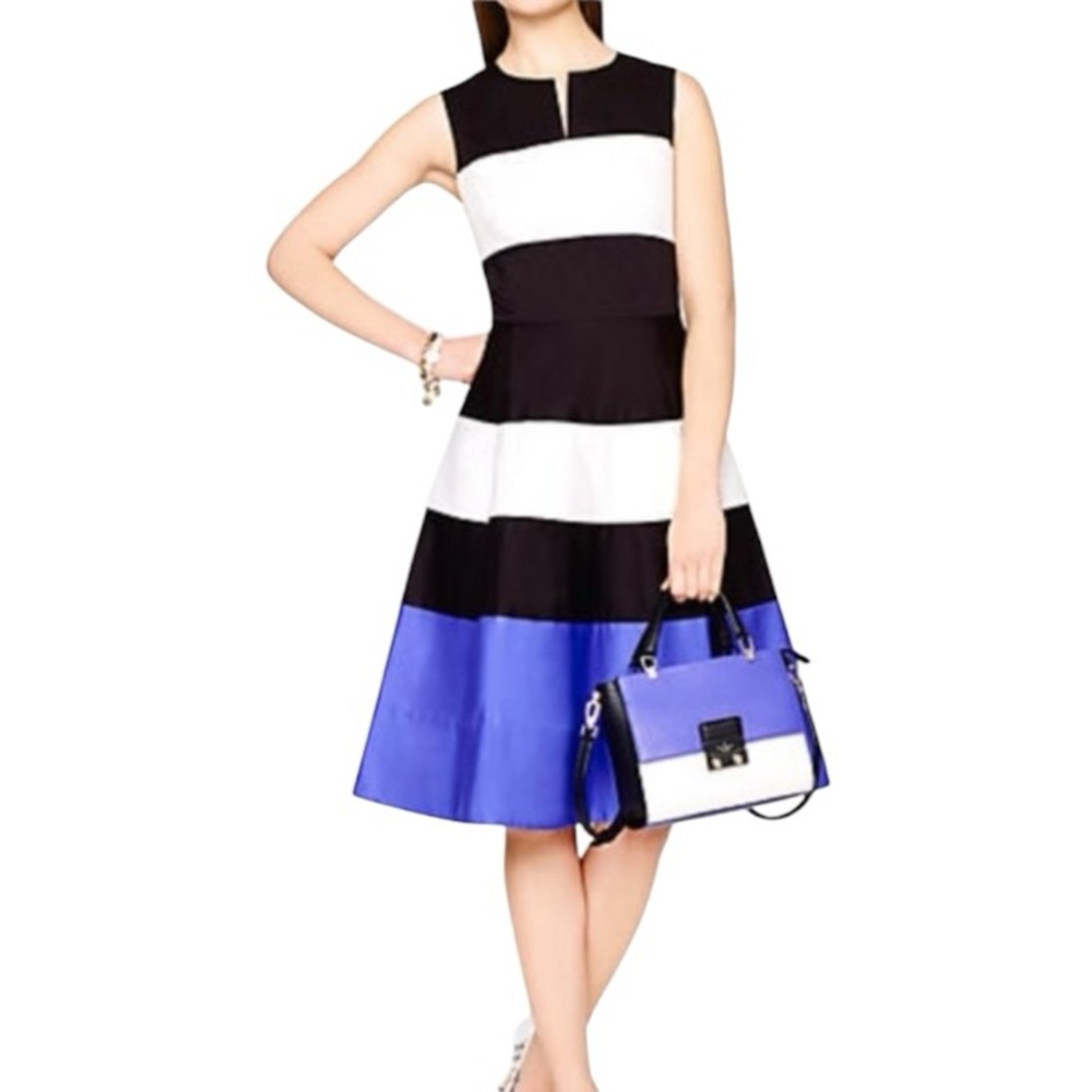 Kate Spade Black, White, and Blue Striped Dress - Picture 2 of 14